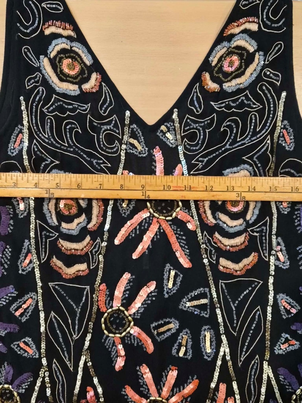 Free People Beaded Sequin Whimsy Hippie Coastal Fairycore Indie Boho Shift Dress - Picture 12 of 13